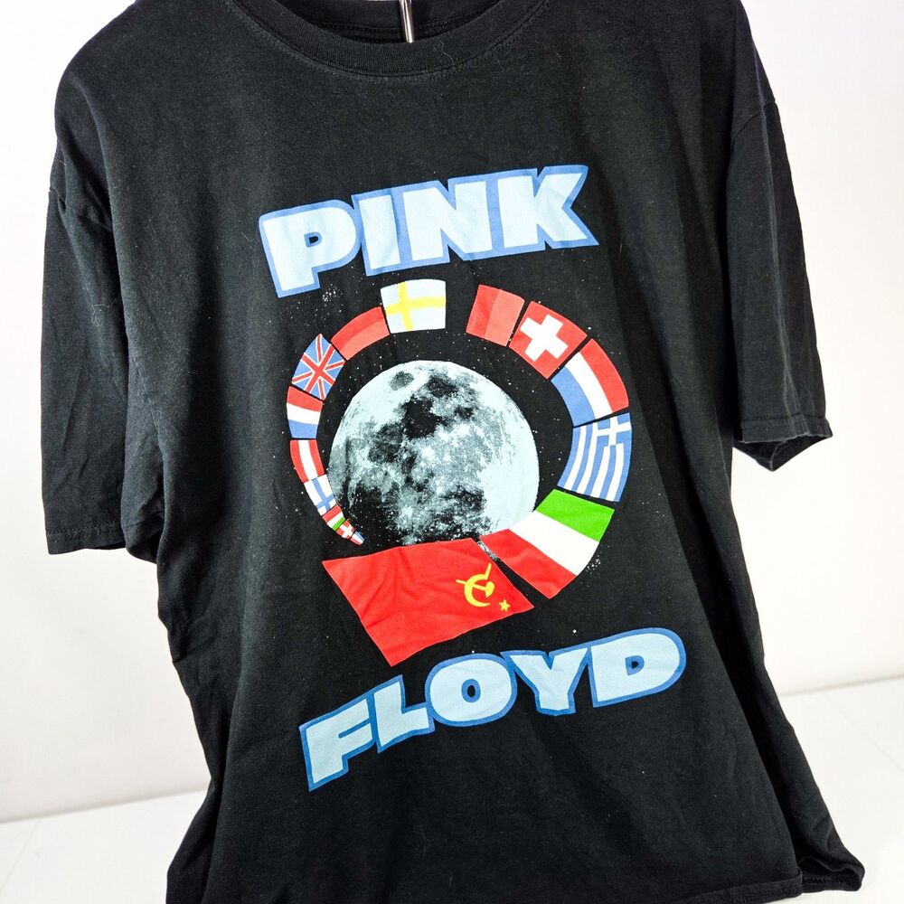 Pink Floyd Moon Flags Graphic T-Shirt Black Men’s 2XL Excellent
